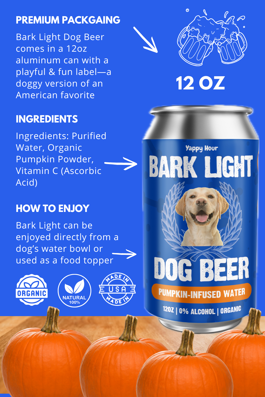 Bark Light Dog Beer 12oz | Pumpkin | 24ct